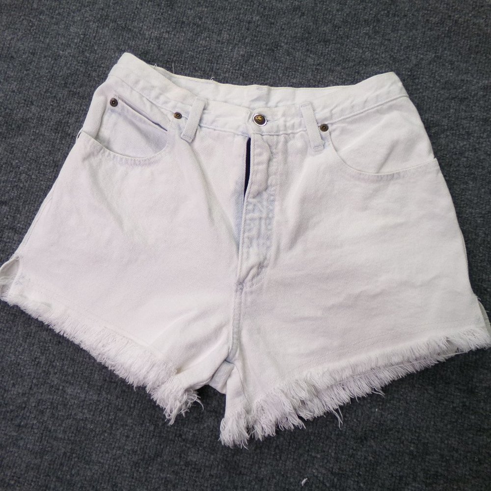 Vintage Zena Shorts White 11 Denim High Rise Fringe Booty Boho Preppy Y2K USA